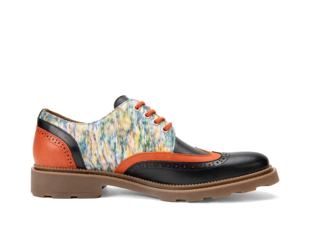 John Fluevog Nathaniel - Multi/Black/Orange | Double Wingtip Derby Shoes