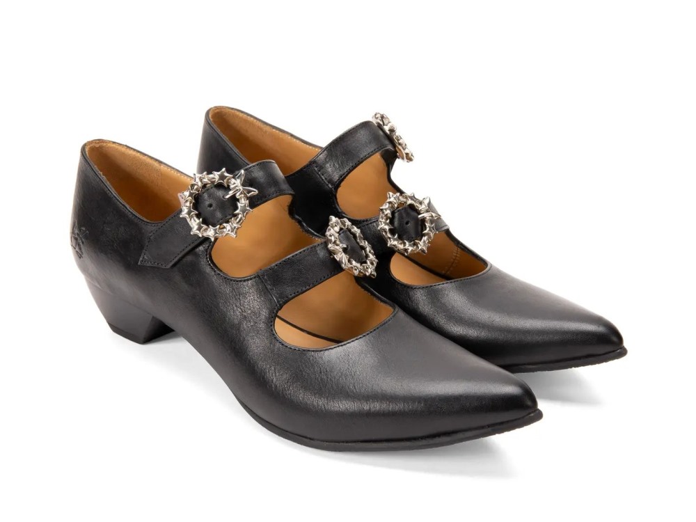 John Fluevog Jing - Black | Double-Strap Mary Janes