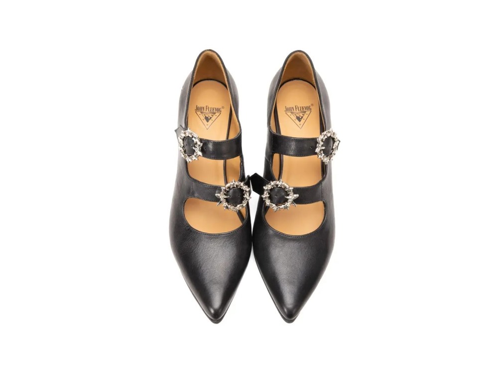John Fluevog Jing - Black | Double-Strap Mary Janes