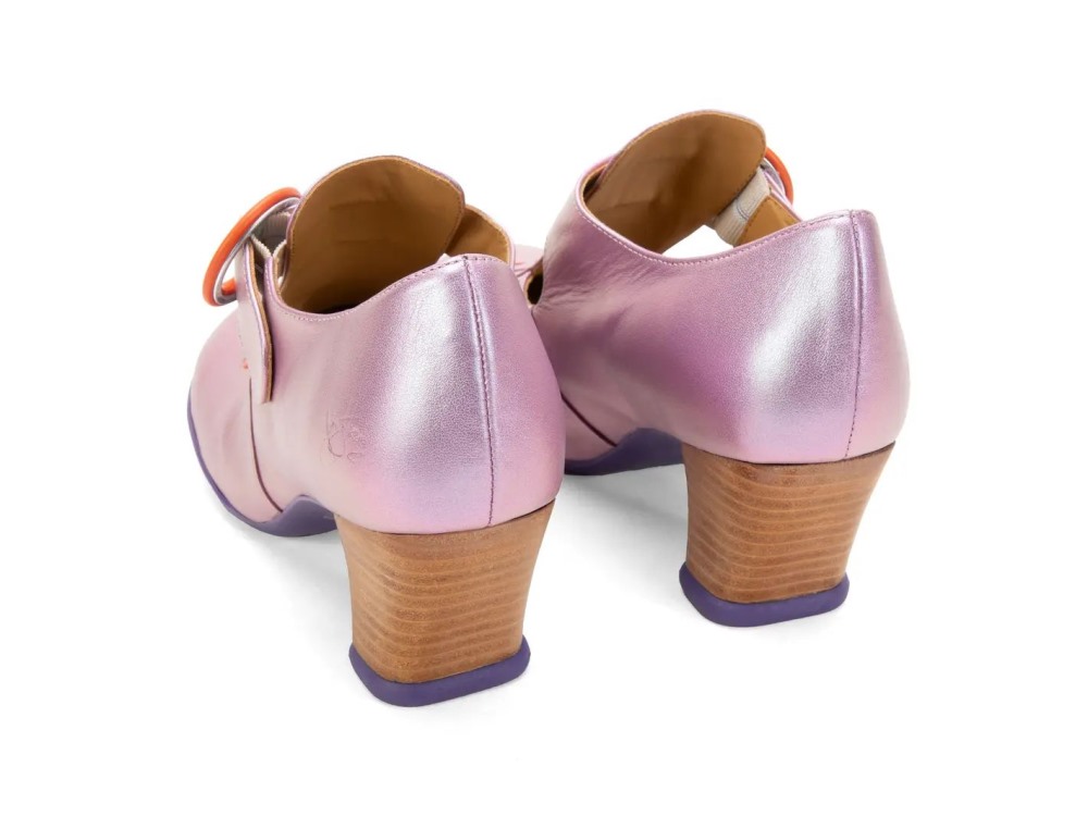John Fluevog Lise - Purple Iridescent | Vintage-Style T-Strap Heels