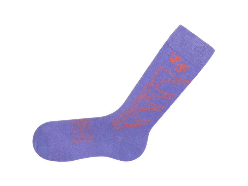 John Fluevog Indy Vog Socks - Purple/Orange | Western Boot Knee-High Socks