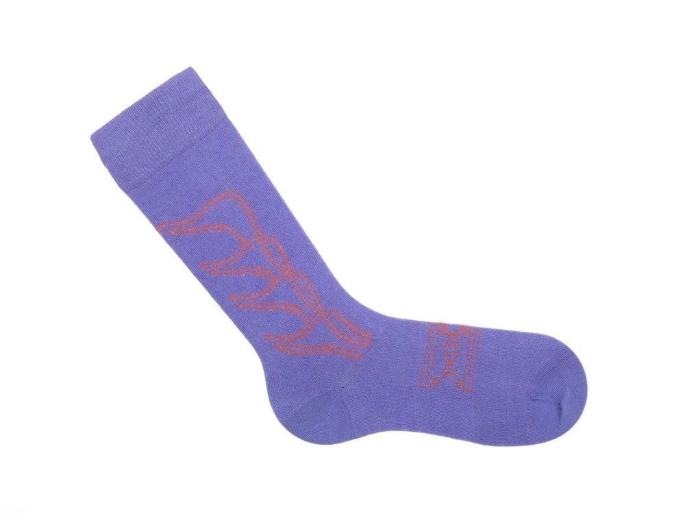John Fluevog Indy Vog Socks - Purple/Orange | Western Boot Knee-High Socks