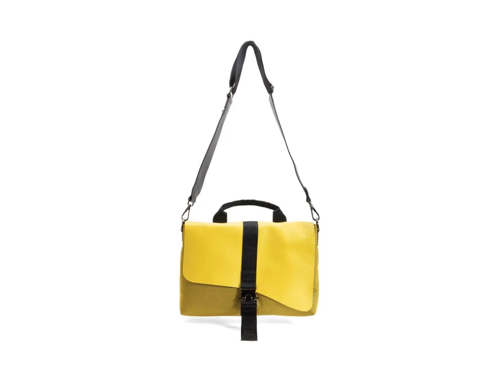 John Fluevog Jude - Yellow Mesh | Sporty crossbody bag with handle
