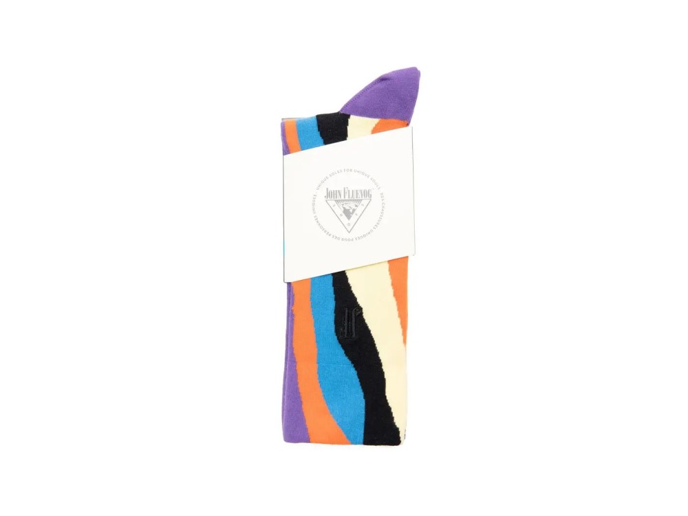John Fluevog Rogue Vog Socks - Blue/Orange Multi | Colourful Wiggle Socks