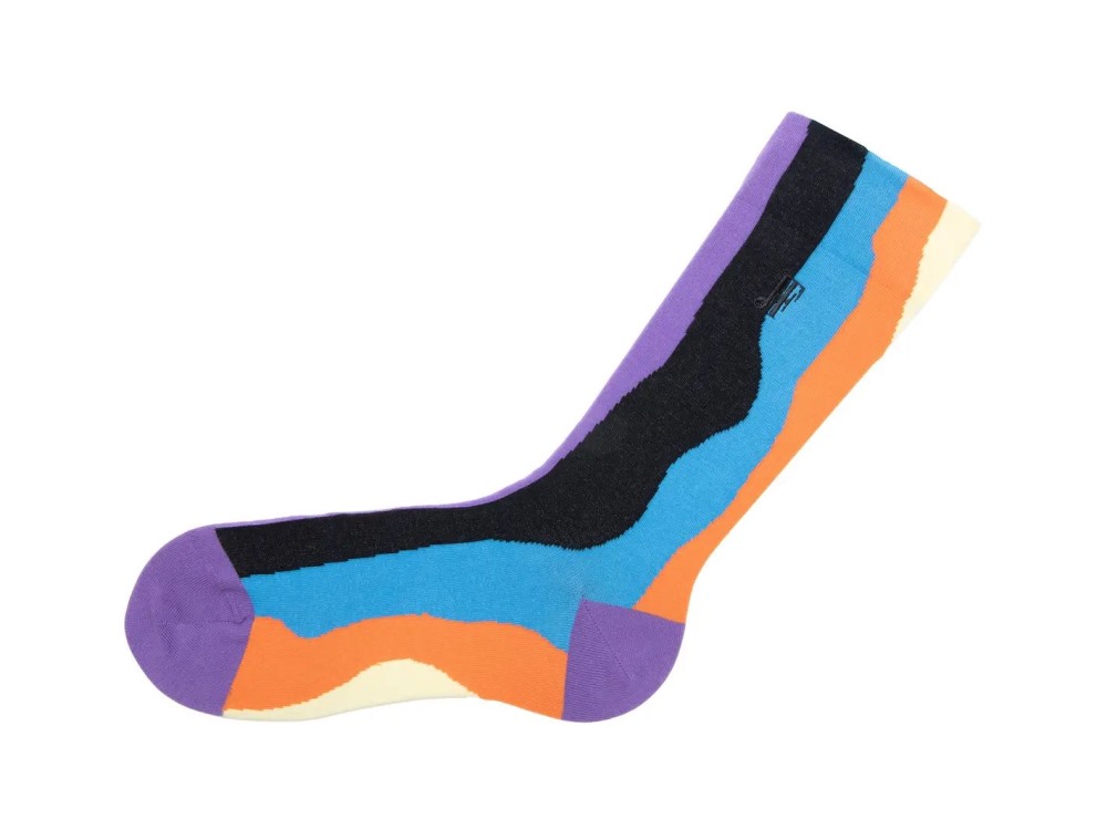 John Fluevog Rogue Vog Socks - Blue/Orange Multi | Colourful Wiggle Socks