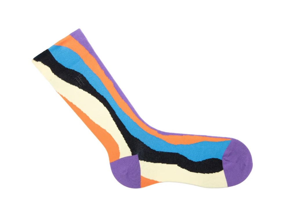John Fluevog Rogue Vog Socks - Blue/Orange Multi | Colourful Wiggle Socks