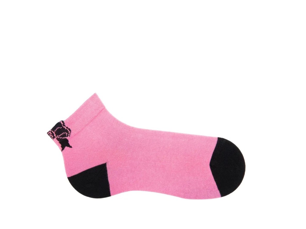John Fluevog Pishi Vog Socks - Pink/Black | Socks With Back Bow Design