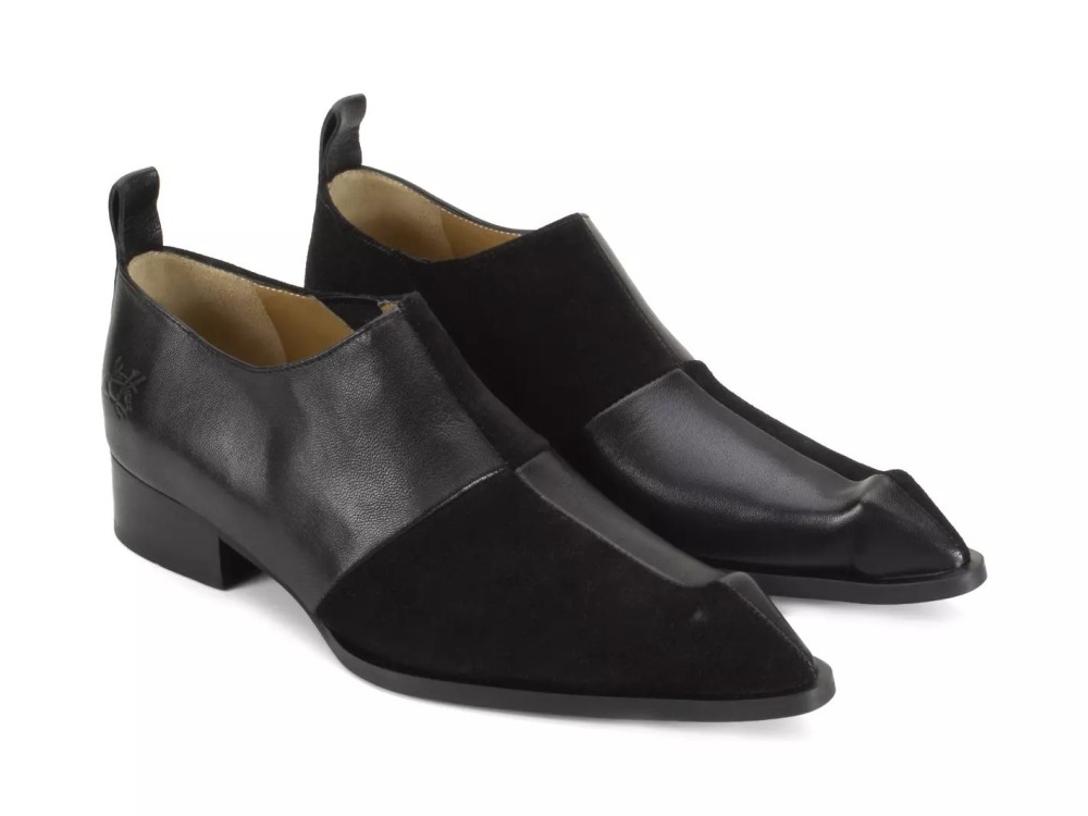 John Fluevog Sharise - Black | Sharp Slip-On Shoes