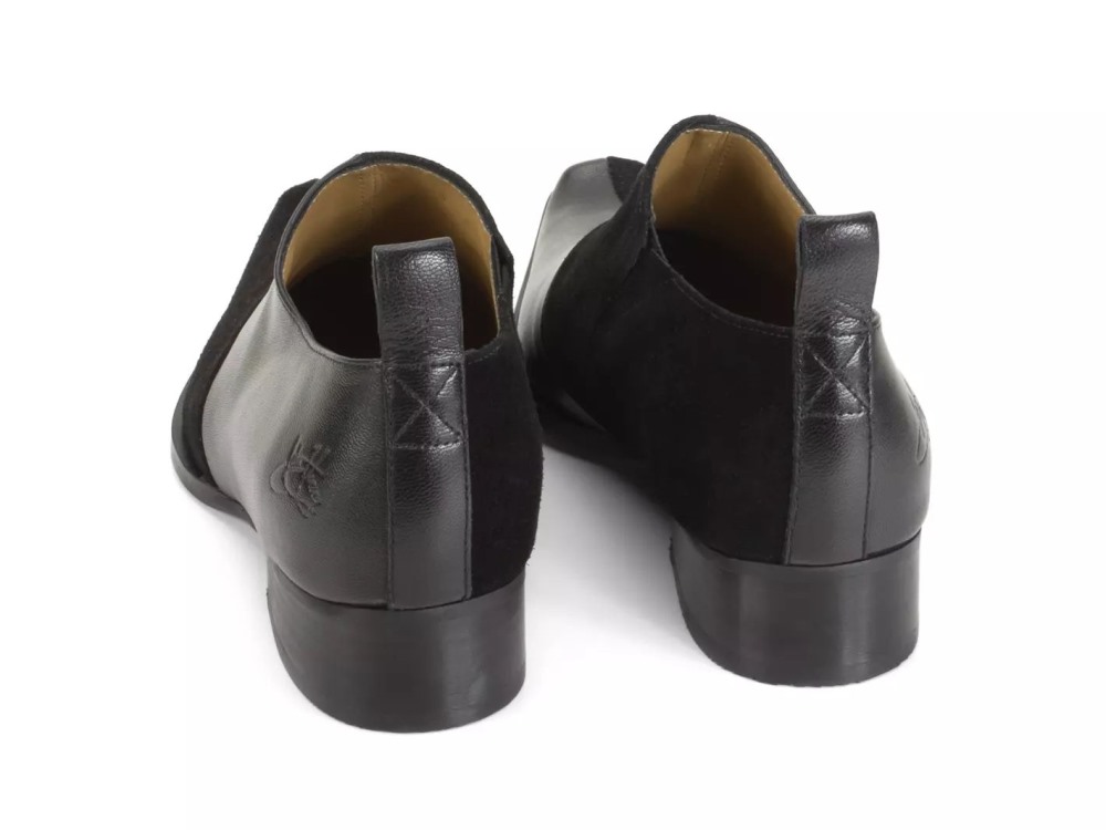 John Fluevog Sharise - Black | Sharp Slip-On Shoes