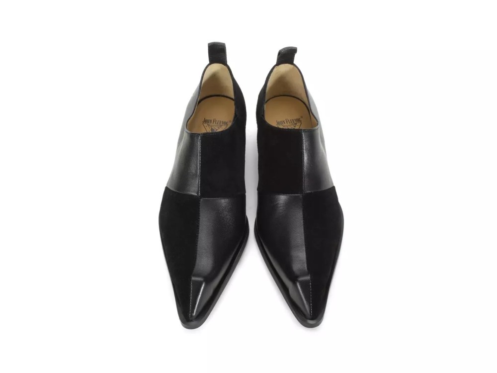 John Fluevog Sharise - Black | Sharp Slip-On Shoes