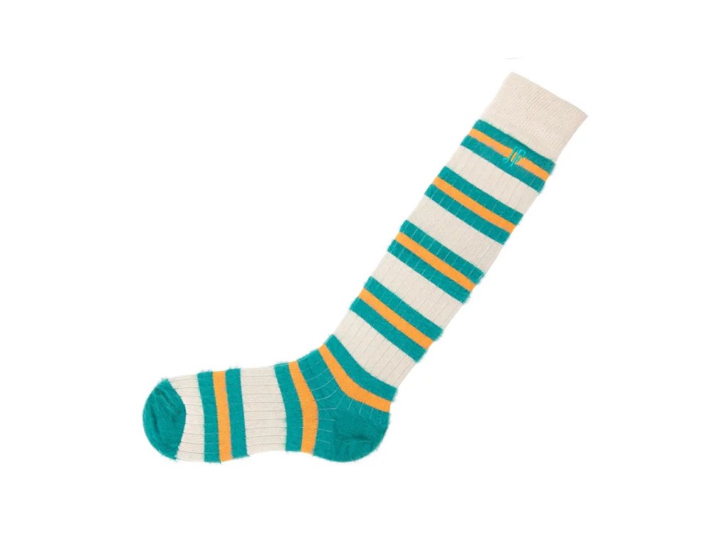 John Fluevog Selene - Oatmeal Multi | Striped Knee-High Socks