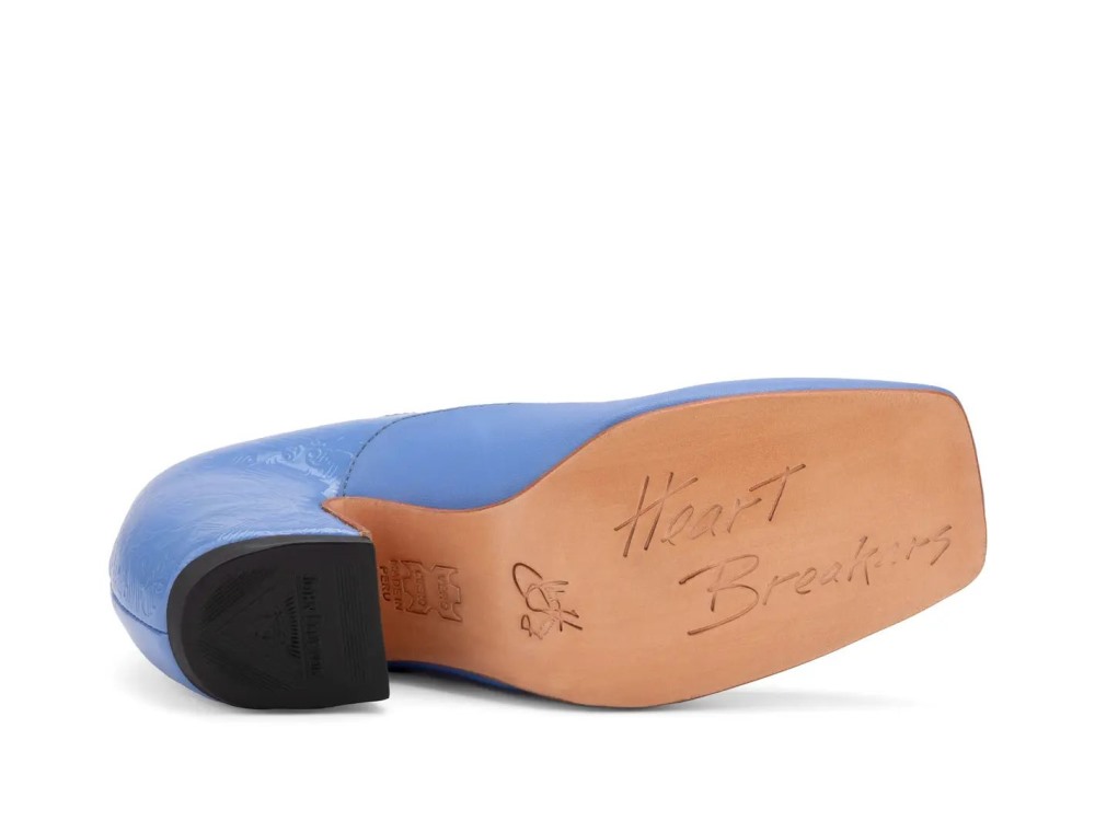 John Fluevog Bev - Blue Emboss | Mary Jane Heels