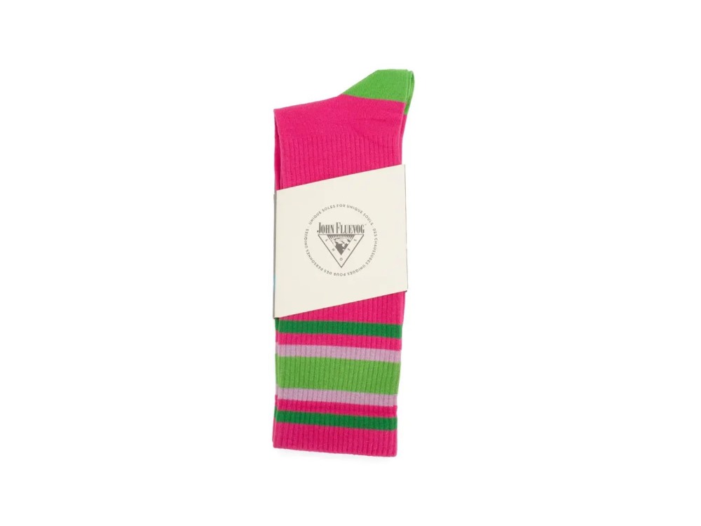 John Fluevog Anchor - Pink/Green | Graphic varsity sock
