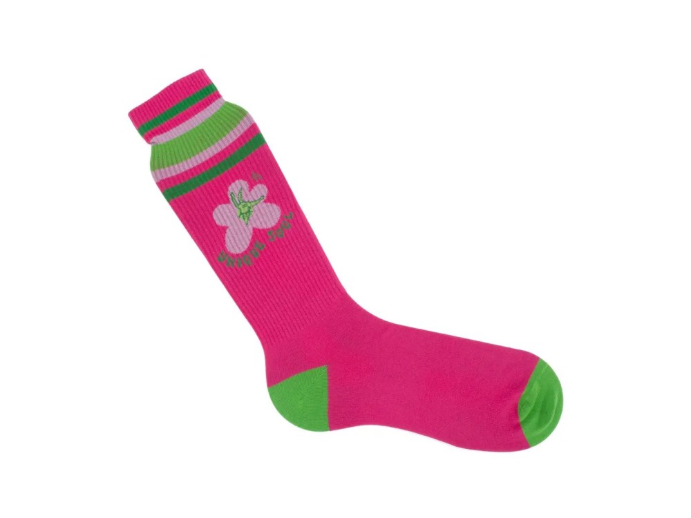 John Fluevog Anchor - Pink/Green | Graphic varsity sock