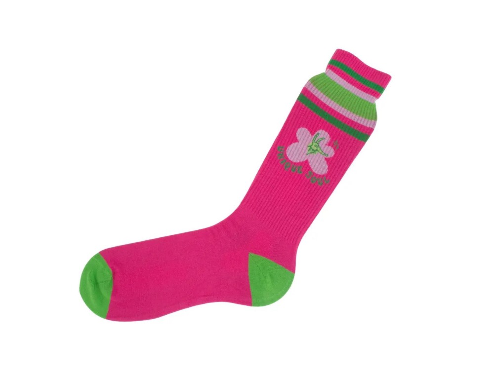 John Fluevog Anchor - Pink/Green | Graphic varsity sock