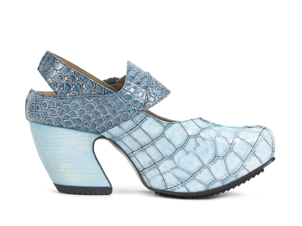 John Fluevog Generator - Blue Croc | Platform Slingback Heels