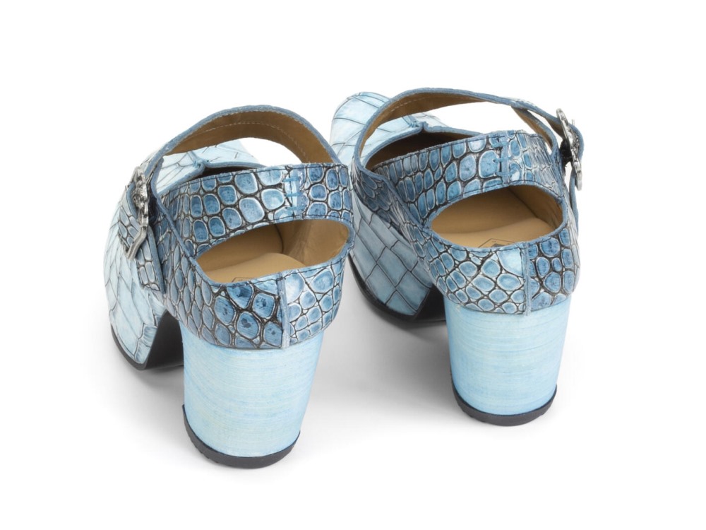 John Fluevog Generator - Blue Croc | Platform Slingback Heels