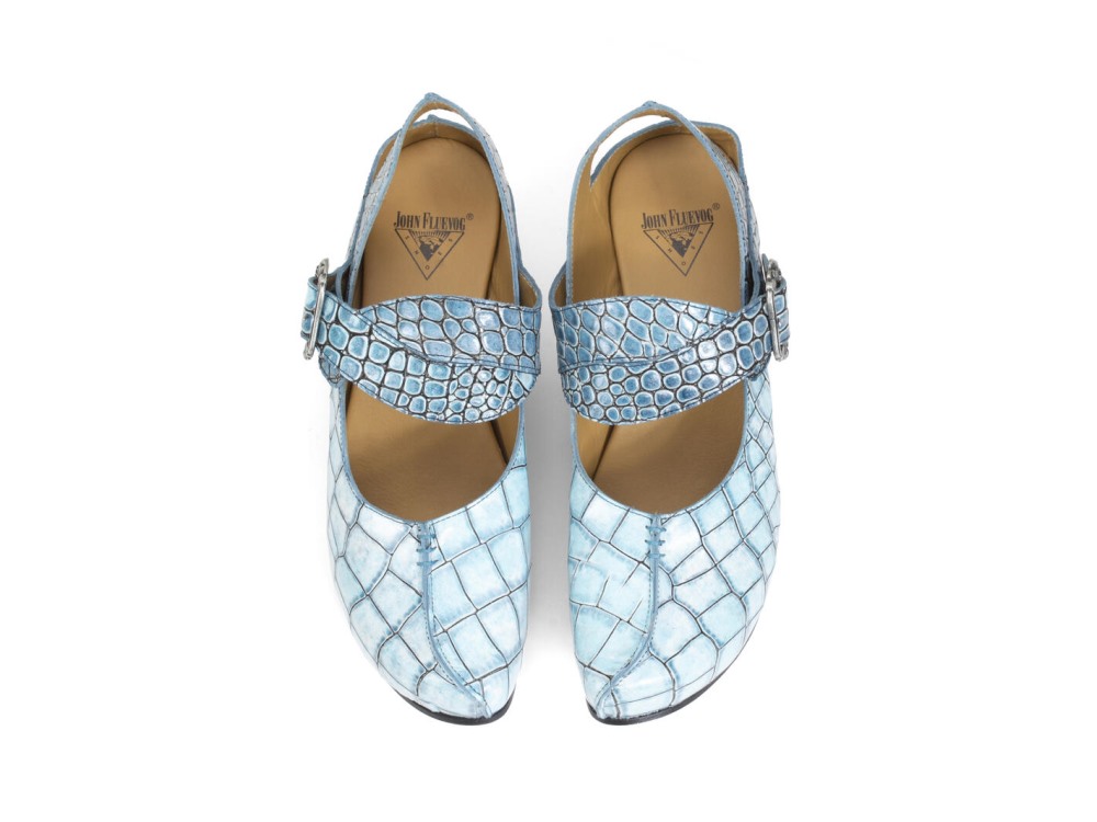 John Fluevog Generator - Blue Croc | Platform Slingback Heels