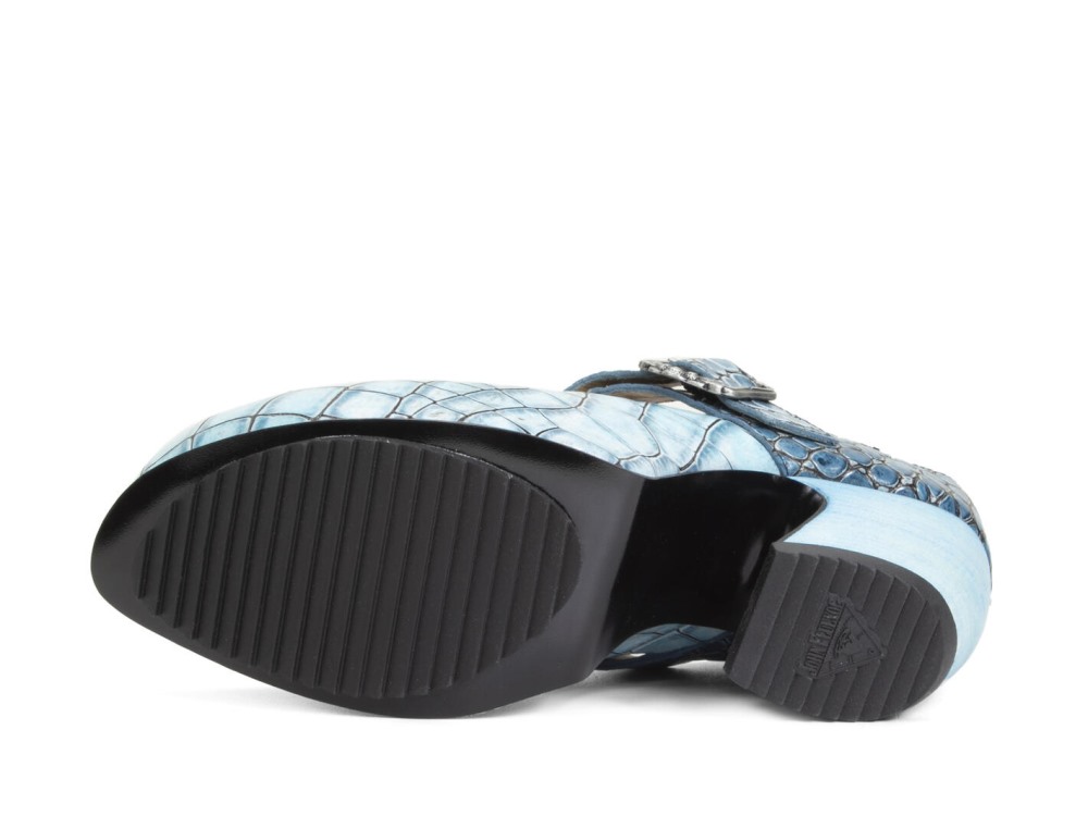 John Fluevog Generator - Blue Croc | Platform Slingback Heels