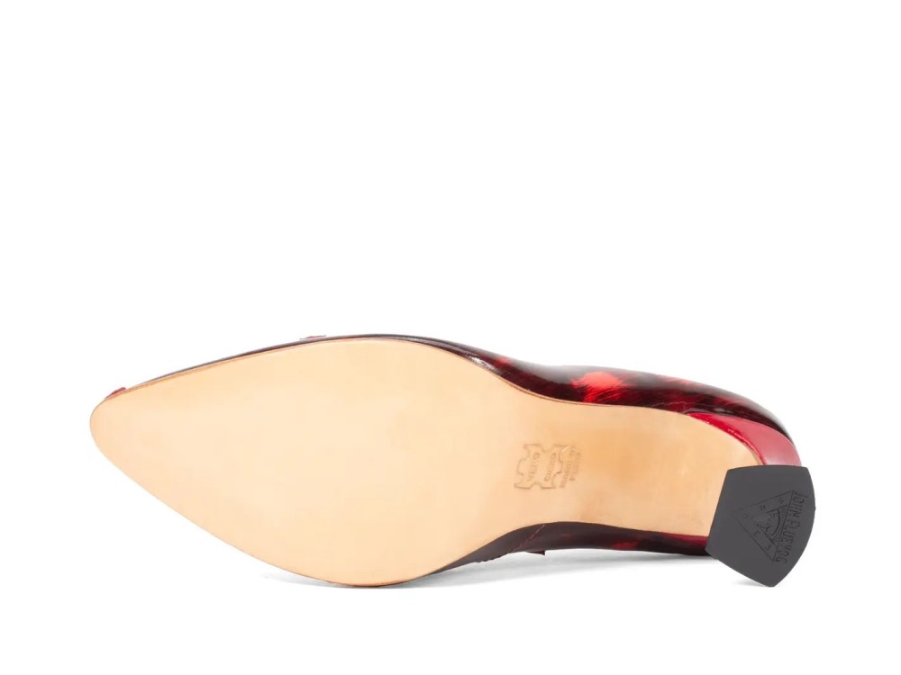 John Fluevog Emmeline - Red/Black | Mary Jane Heels with Appliqué