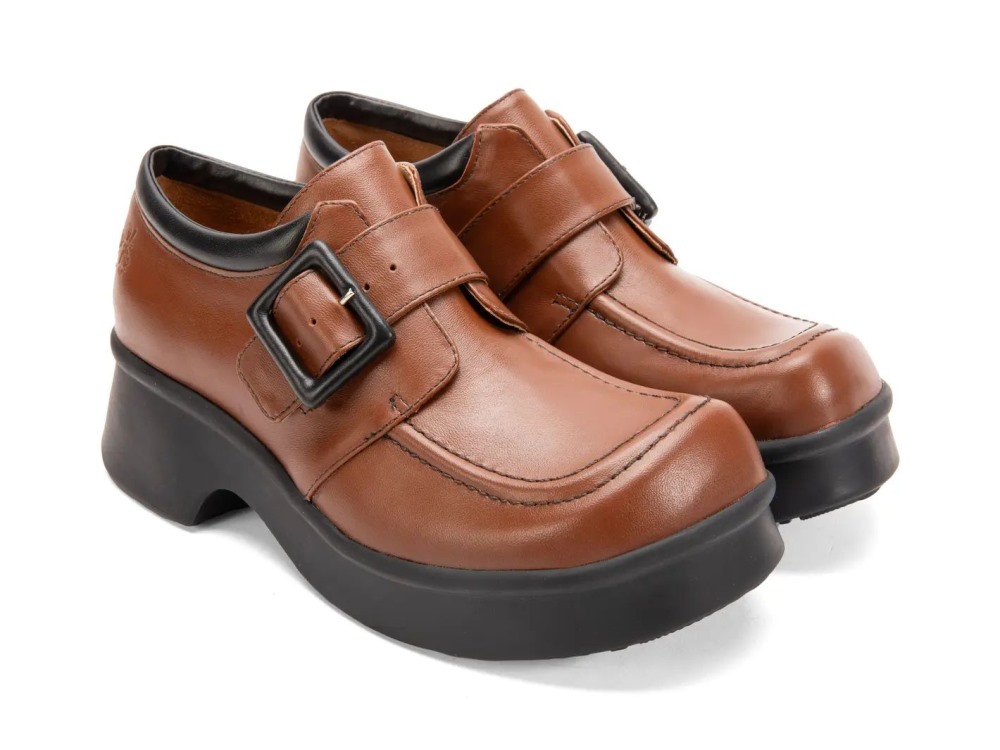 John Fluevog Serenity - Brown/Black | Comfy Single-Strap Shoes