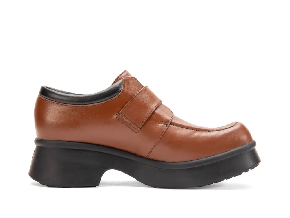 John Fluevog Serenity - Brown/Black | Comfy Single-Strap Shoes