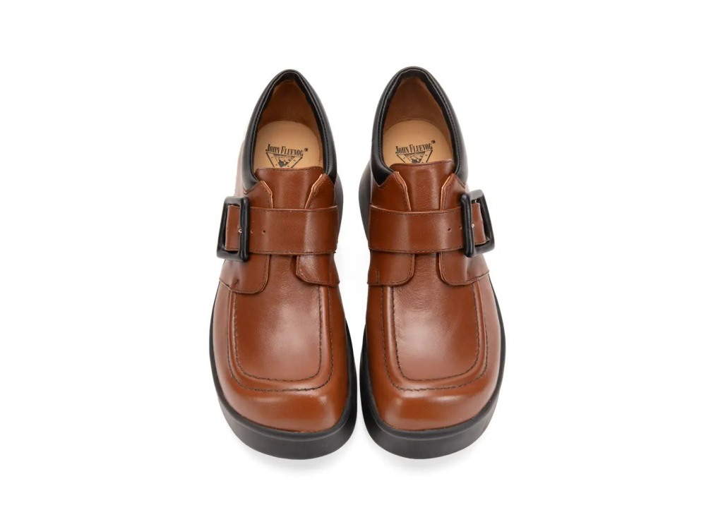 John Fluevog Serenity - Brown/Black | Comfy Single-Strap Shoes