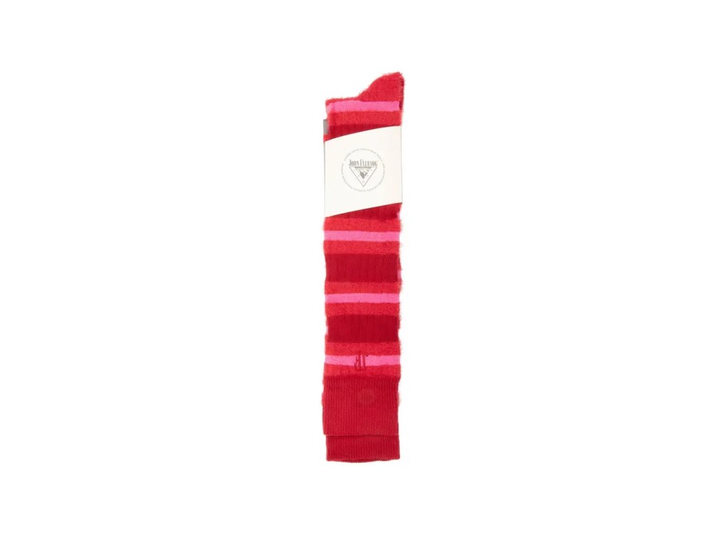 John Fluevog Selene - Burgundy Multi | Striped Knee-High Socks