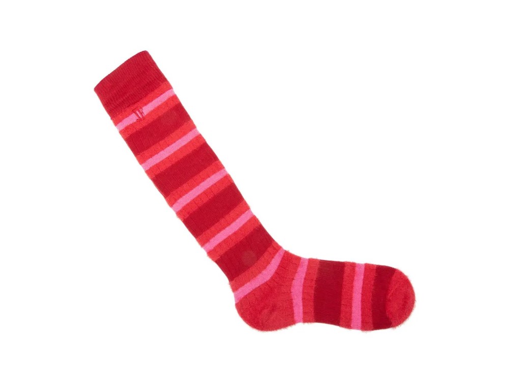 John Fluevog Selene - Burgundy Multi | Striped Knee-High Socks