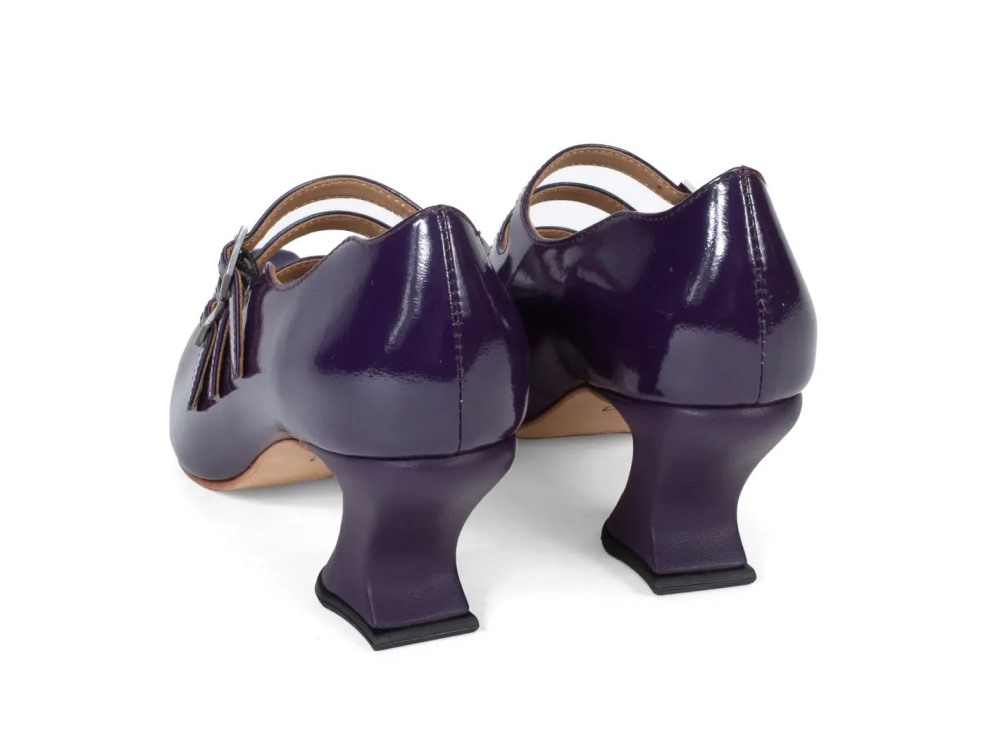 John Fluevog Bach - Dark Purple | Triple-Strap Mary Jane Heels