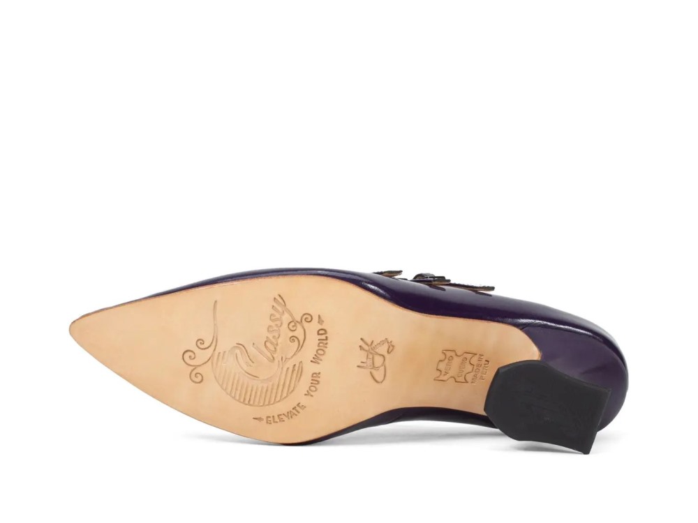 John Fluevog Bach - Dark Purple | Triple-Strap Mary Jane Heels