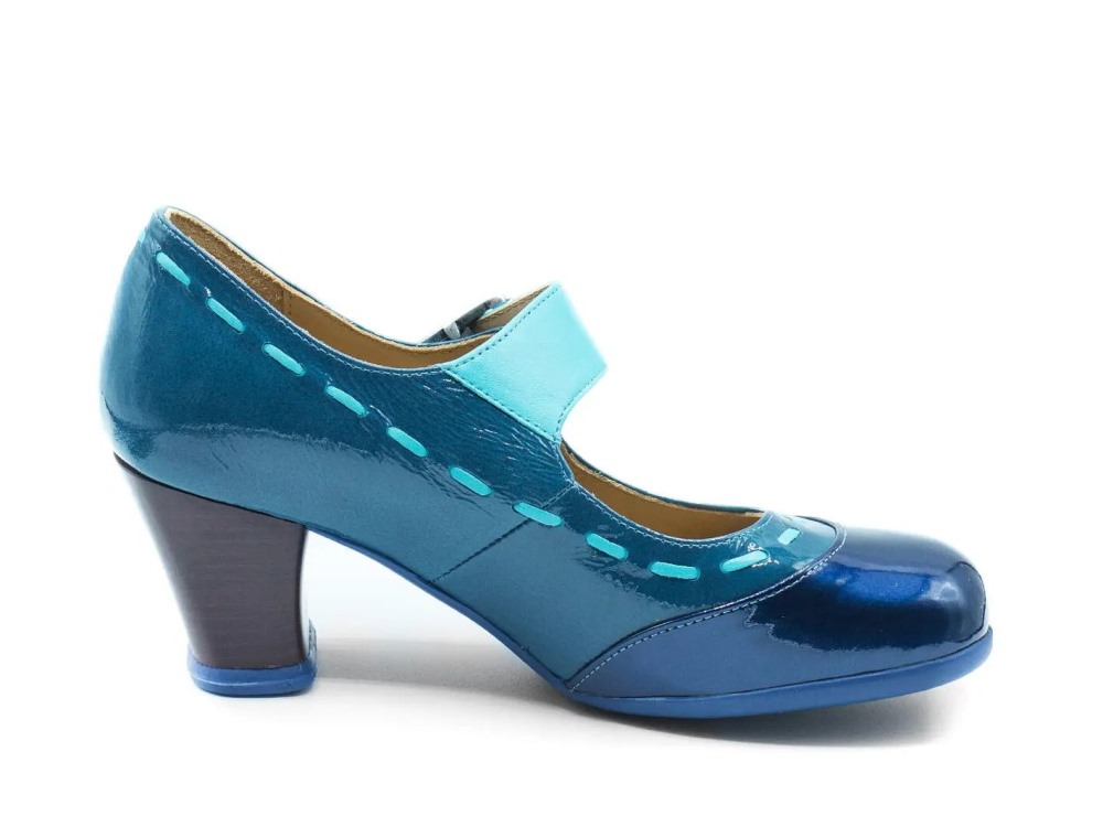 John Fluevog Dr. Henry - Blue | Mary Janes with Stitching