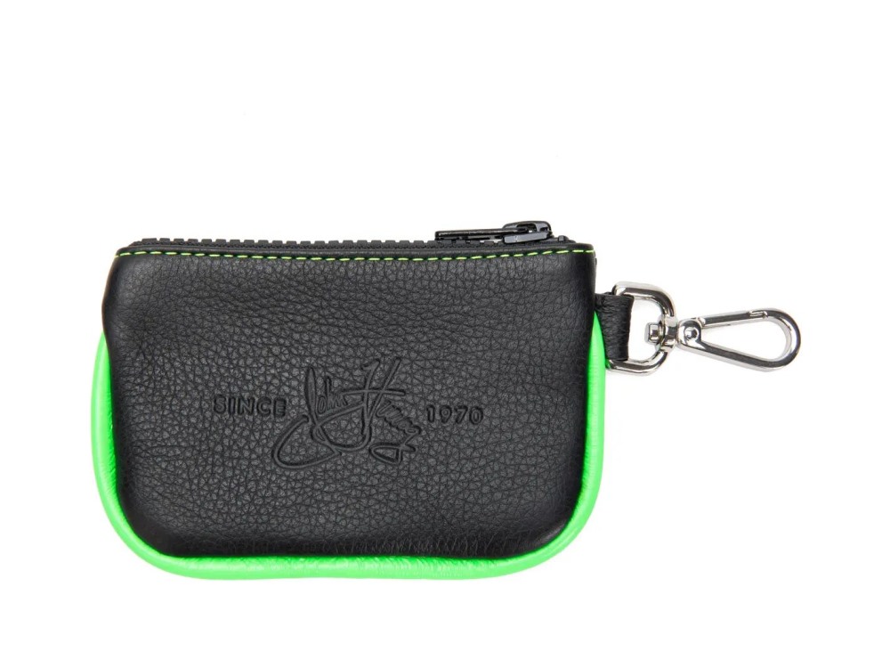 John Fluevog Wobble - Black/Green | Zippered Pouch With Clip