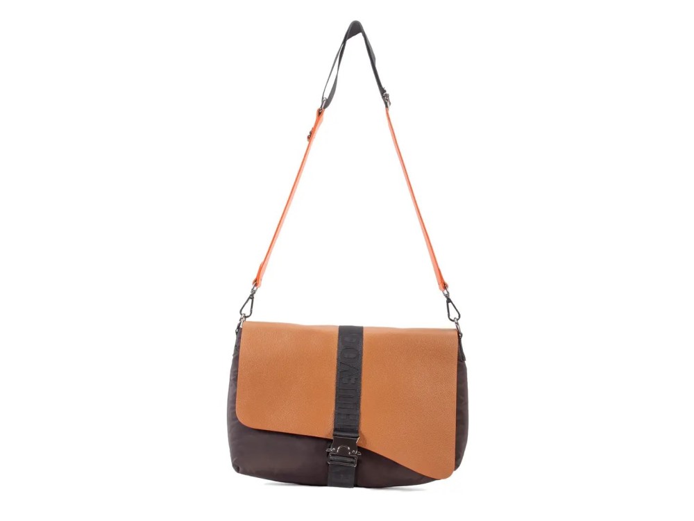 John Fluevog Jude - Orange/Brown | Sporty crossbody bag with handle