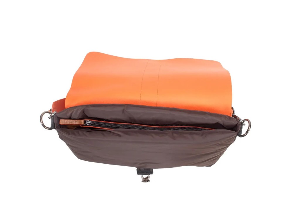 John Fluevog Jude - Orange/Brown | Sporty crossbody bag with handle