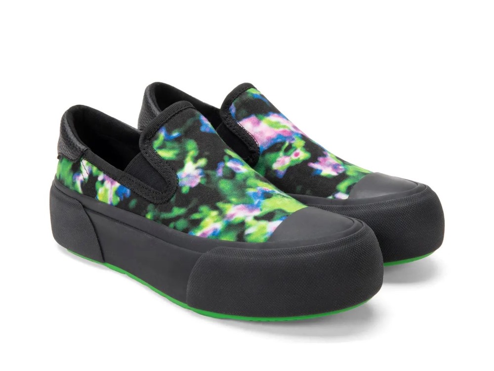 John Fluevog Willett - Green/Purple Tie-Dye Vegan | Casual Slip-On Shoes