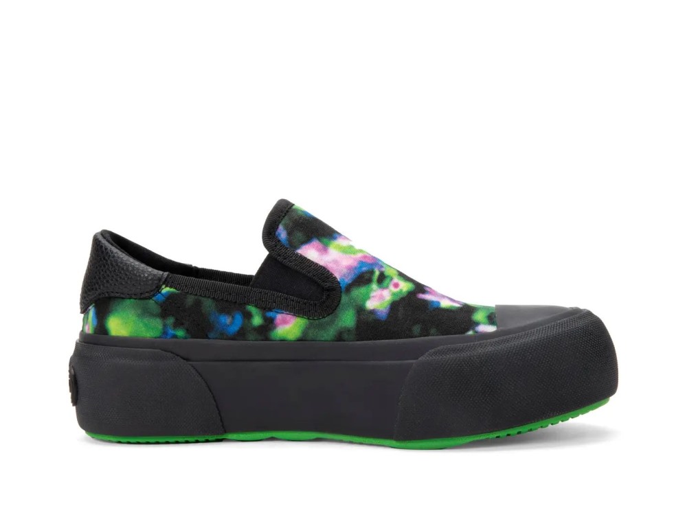 John Fluevog Willett - Green/Purple Tie-Dye Vegan | Casual Slip-On Shoes