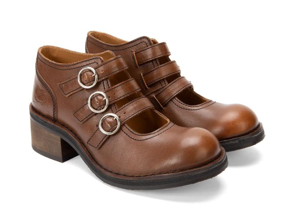 John Fluevog Phantom - Brown | Buckled Triple-Strap Shoes