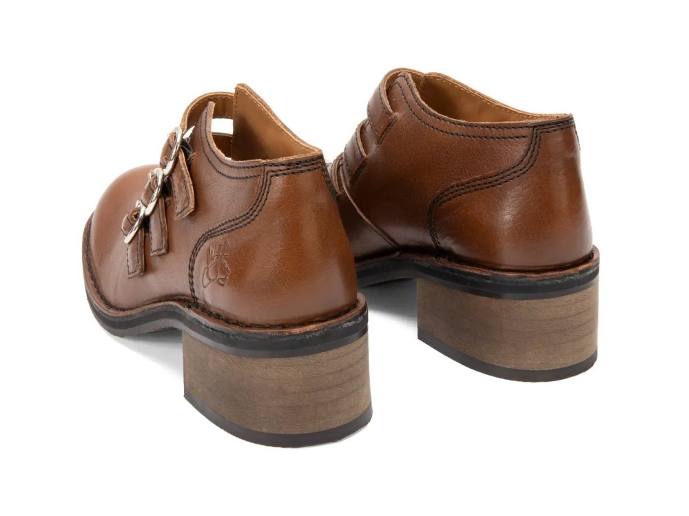 John Fluevog Phantom - Brown | Buckled Triple-Strap Shoes