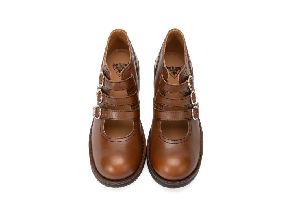 John Fluevog Phantom - Brown | Buckled Triple-Strap Shoes