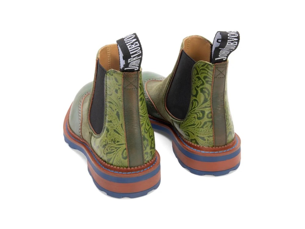 John Fluevog Zedkiel - Green Navy | Brogue Chelsea Boots