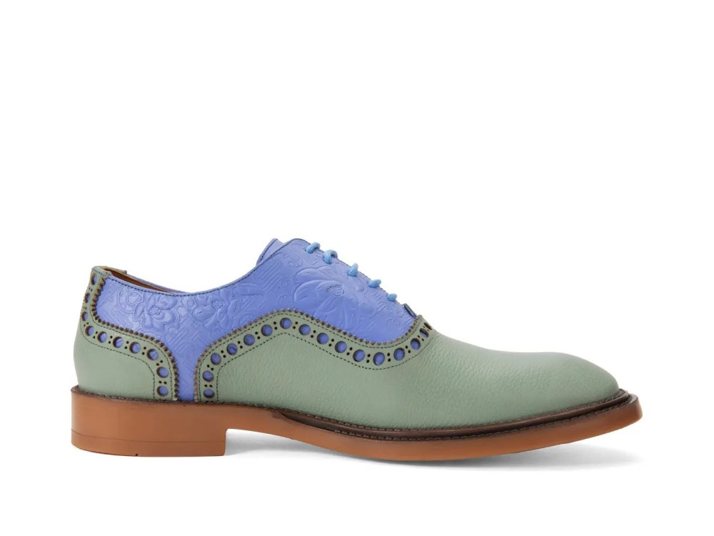 John Fluevog Manager - Blue/Sage | Classy Brogue Shoes