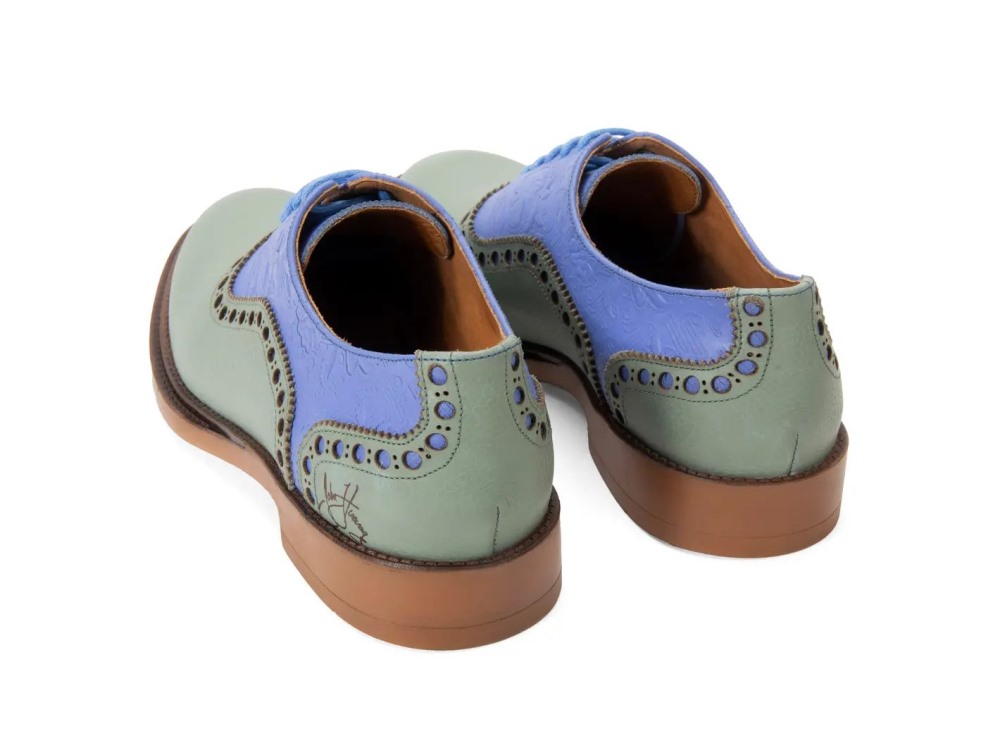 John Fluevog Manager - Blue/Sage | Classy Brogue Shoes