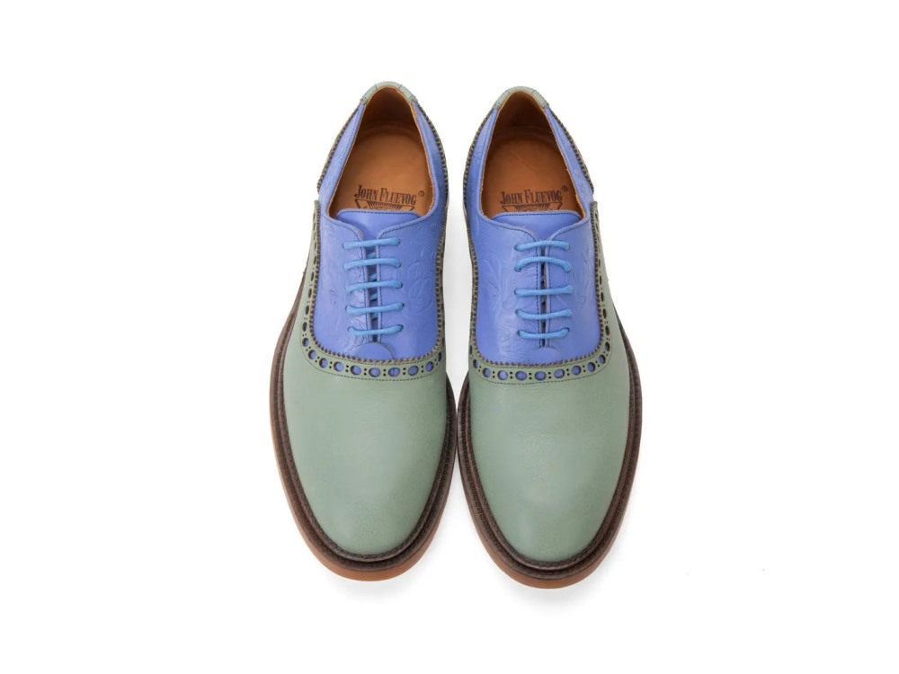 John Fluevog Manager - Blue/Sage | Classy Brogue Shoes