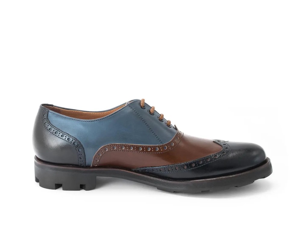 John Fluevog Andrew - Blue/Brown | Wingtip Brogue Shoes