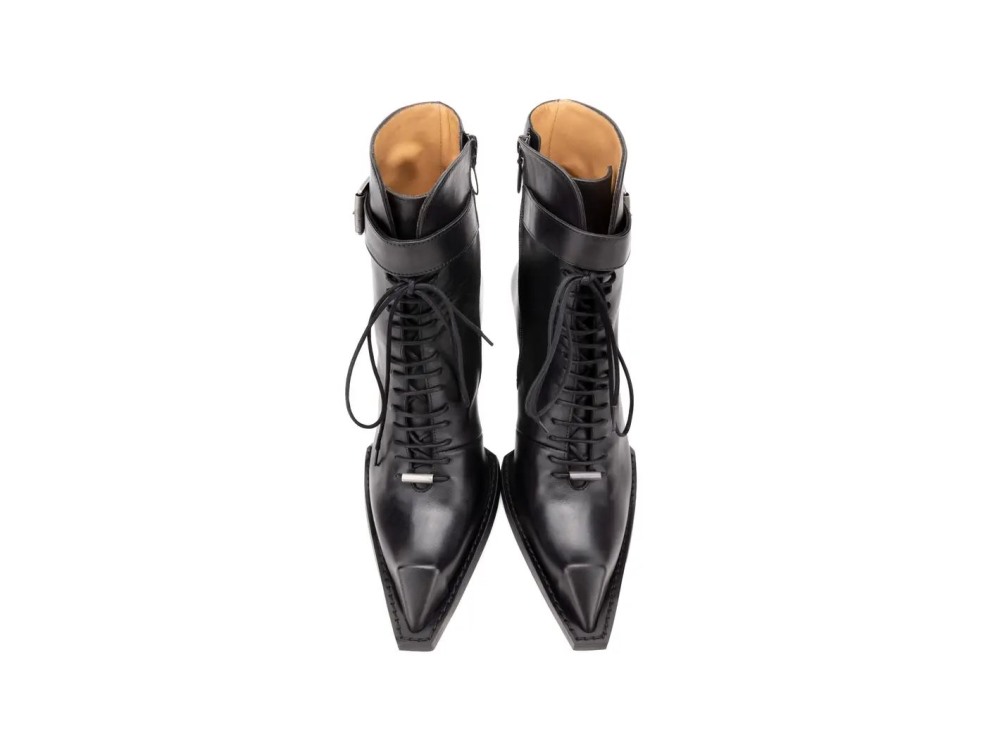 John Fluevog Cubist Cupcake - Black | Lace-Up Ankle Boots with a Buckle