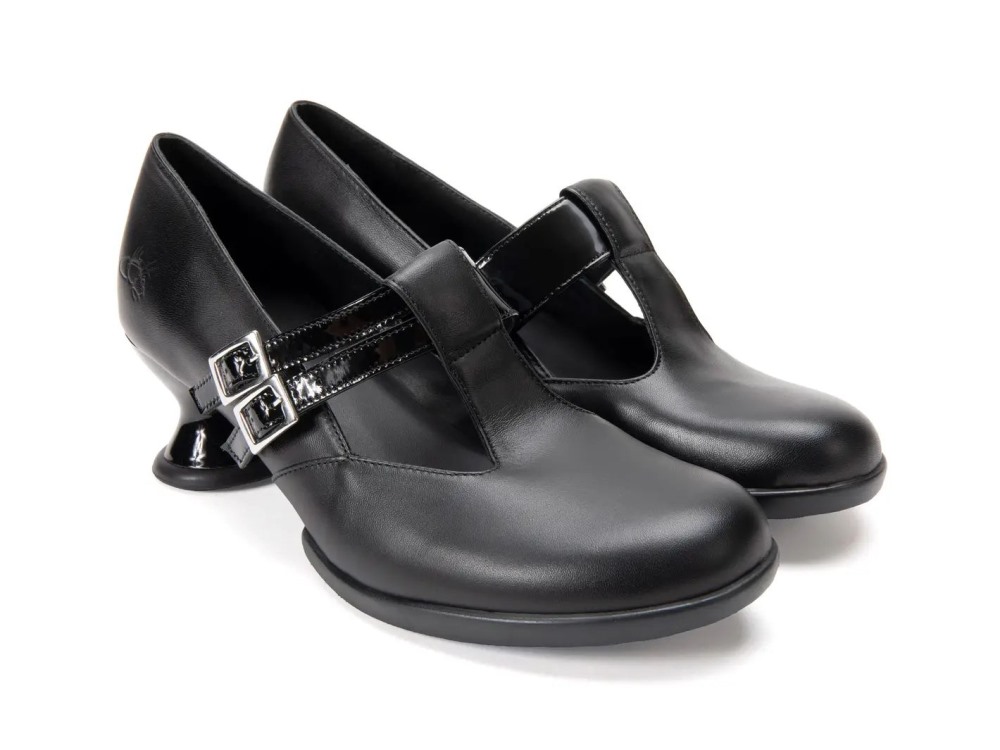 John Fluevog Devoted - Black | Double T-Strap Heels