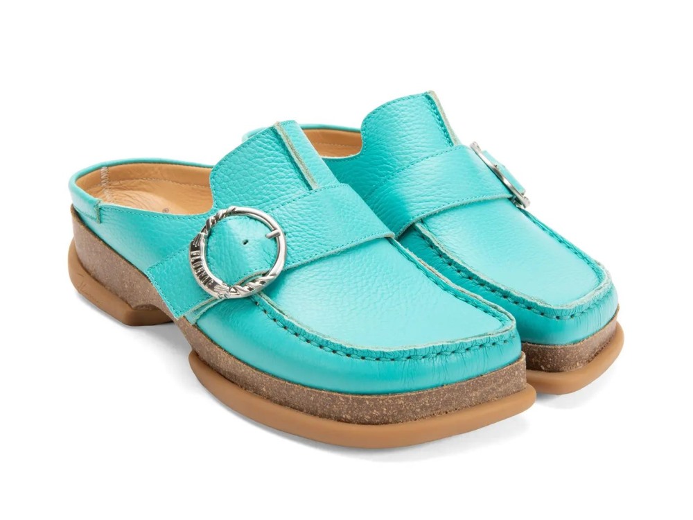 John Fluevog Linn - Turquoise | Mules with Stitching