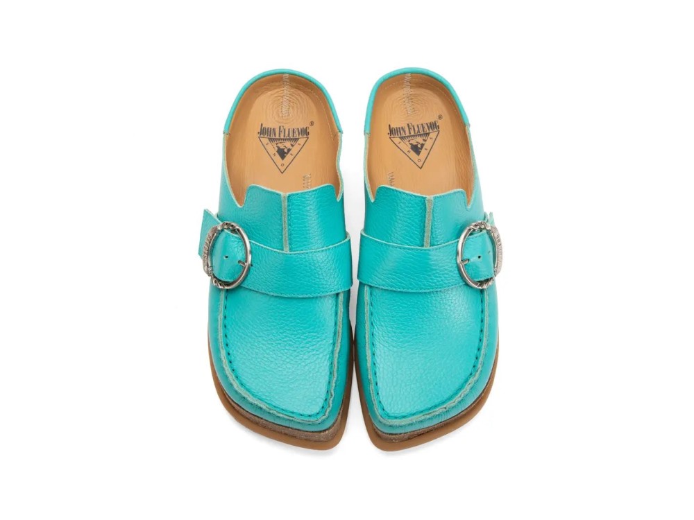 John Fluevog Linn - Turquoise | Mules with Stitching