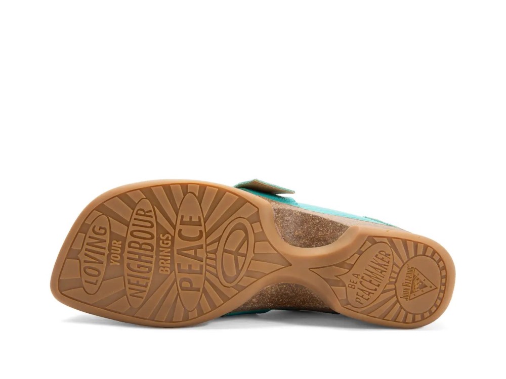 John Fluevog Linn - Turquoise | Mules with Stitching